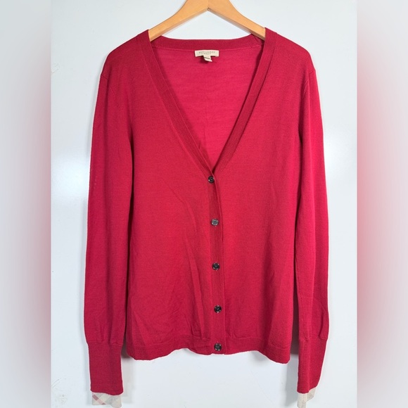 Burberry Sweaters - Burberry Brit Red Button-Up Cardigan Size Large